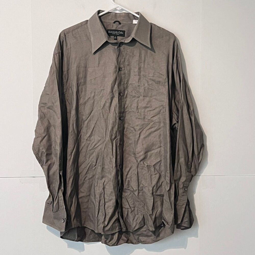 Vintage Kenneth Cole New York Mens Dress Shirt Size 17 34/35 Long Sleeve